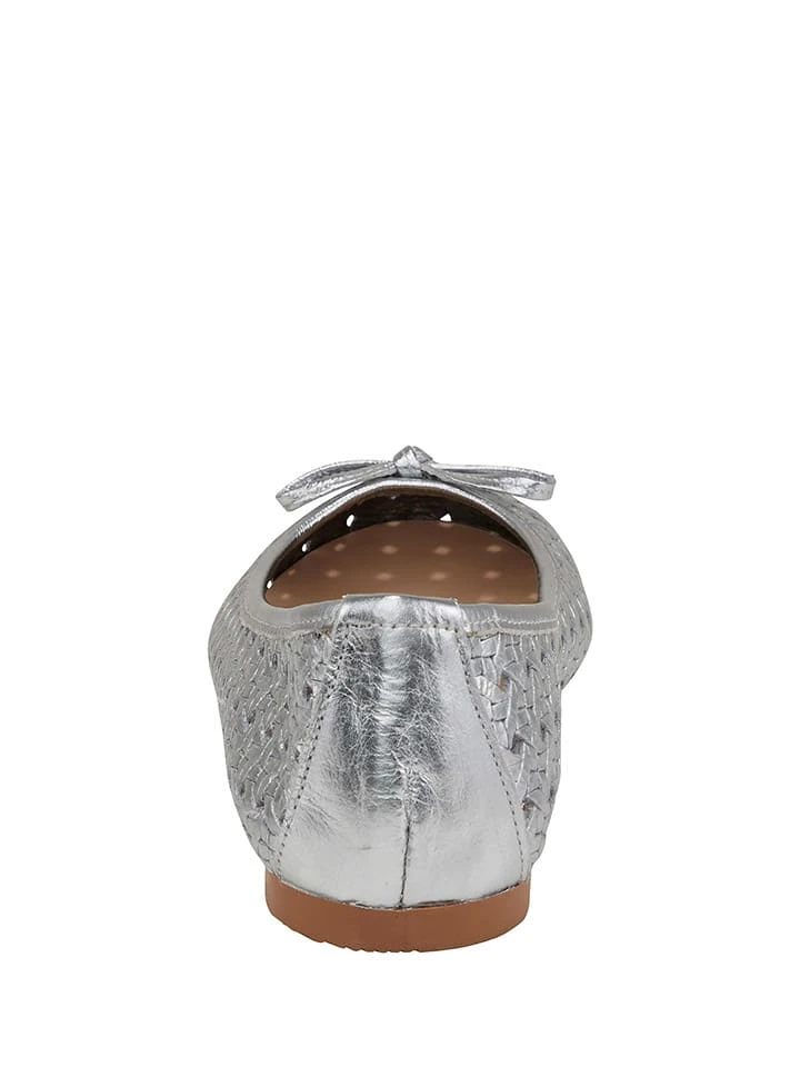 Andrea Conti Leder-Ballerinas In Silber - Image 4