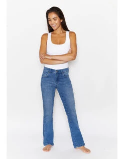 Angels Jeans Schlagjeans Leni In Mid Blue Used