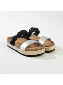 Pantoletten "Bagua" In Schwarz/ Weiß