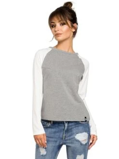 Longsleeve In Grau/ Weiß