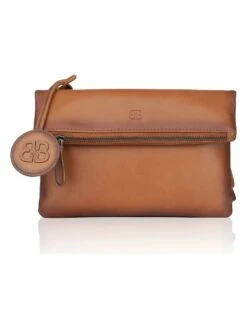 Leder-Umhängetasche "Kline" In Cognac - (B)24 X (H)15 X (T)4 Cm