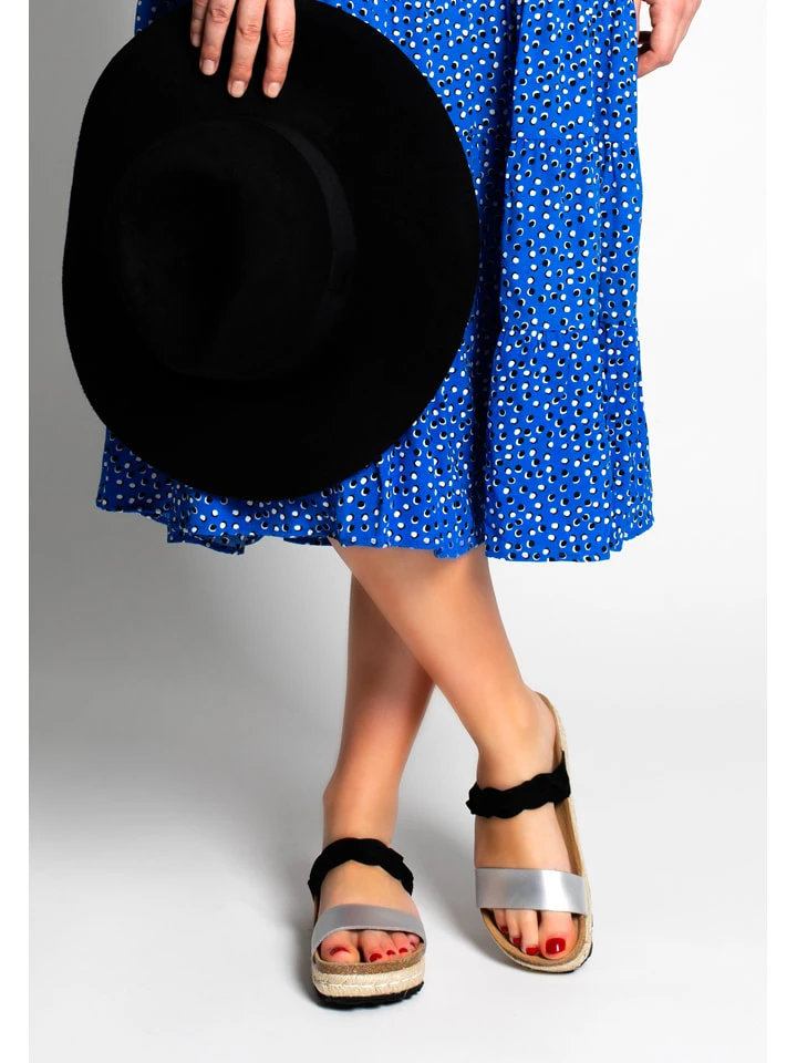 Pantoletten "Kapiti" In Schwarz/ Silber