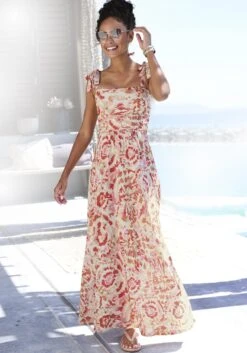 Buffalo Maxikleid In Rosa-rot Bedruckt