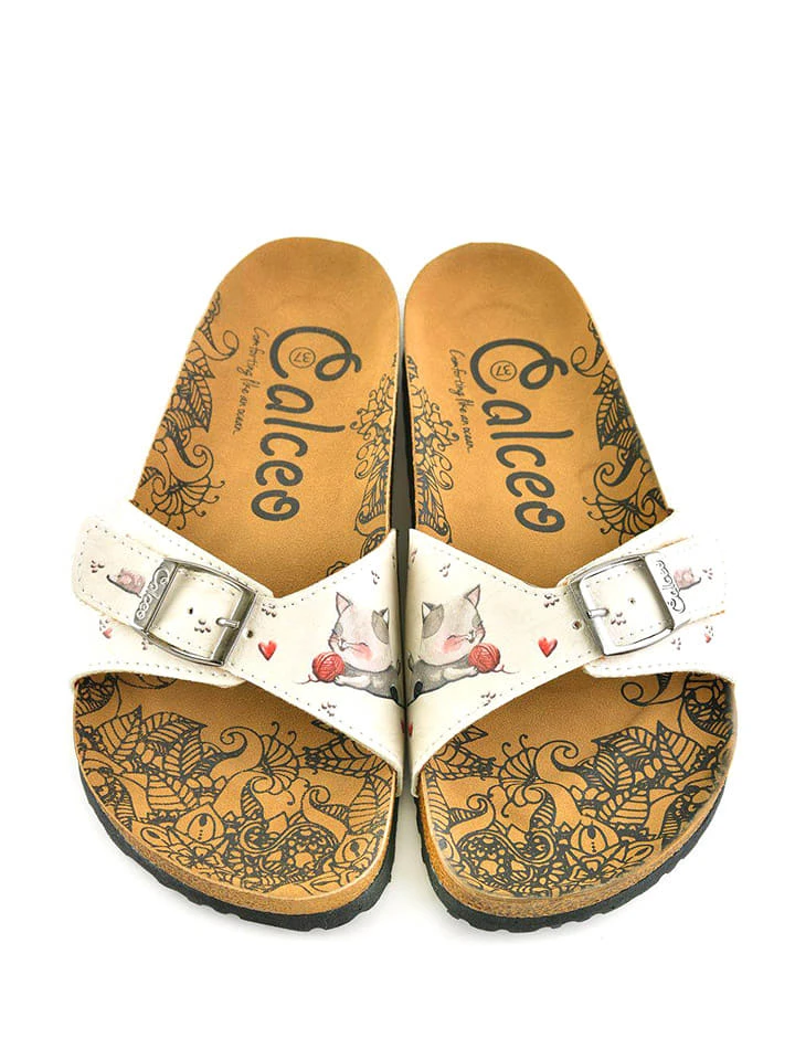 Pantoletten In Creme/ Bunt - Image 2