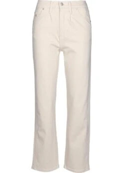 Calvin Klein Jeans Jeans High Rise Straight Ankle In Beige