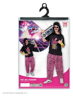 2tlg. Kostüm "80er Jahre Fashion" In Pink/ Schwarz
