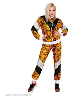 2tlg. Kostüm "80er Jahre Tiger" In Orange/ Schwarz
