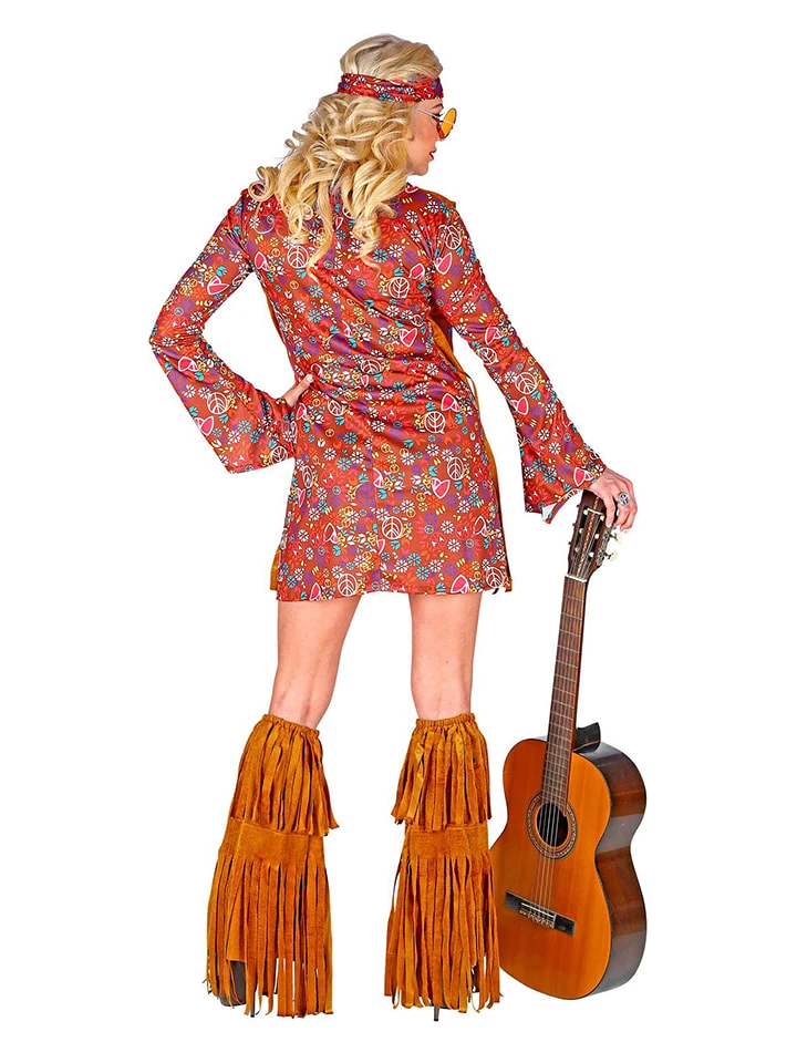 4tlg. Kostüm "Hippie" In Hellbraun/ Rot - Image 3