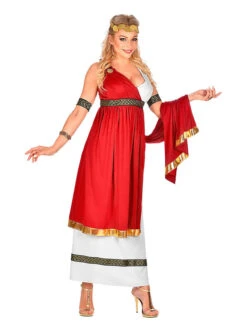 4tlg. Kostüm "Römische Kaiserin" In Rot/ Weiß