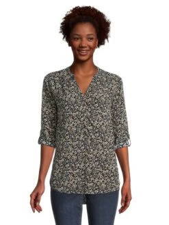 CARTOON Bluse In Blau/ Beige