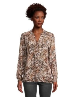 CARTOON Bluse In Hellbraun/ Braun/ Schwarz