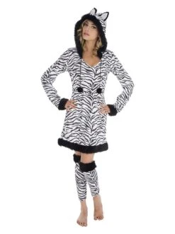 2tlg. Kostüm "Zebra" In Weiß/ Schwarz