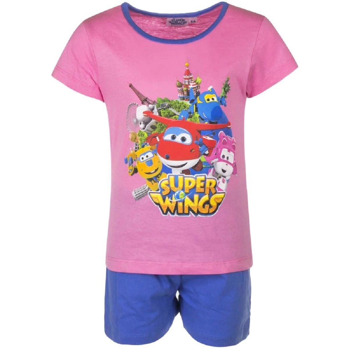 Super Wings Pyjama-Set Aus Baumwolle Kurzer Schlafanzug Shortama In Pink 1