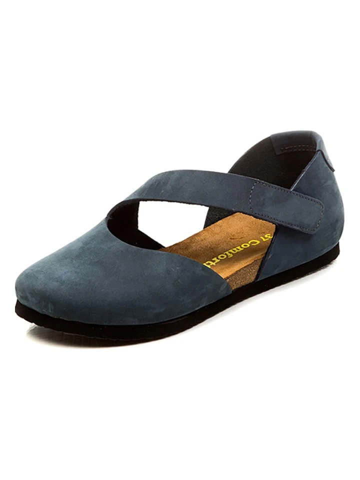 Leder-Ballerinas In Dunkelblau