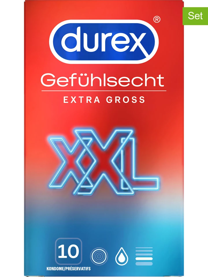 Durex 10er-Set: Kondome "Gefühlsecht XXL Extra Gross"