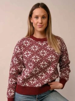 Pullover "Vemdalen" In Bordeaux/ Weiß