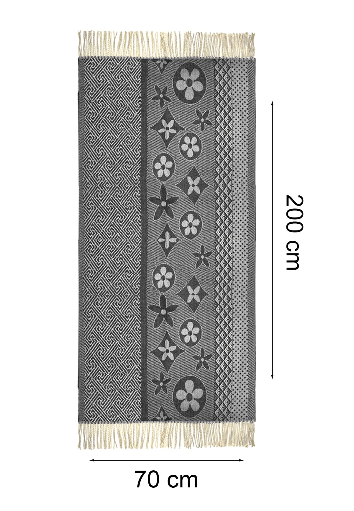 Weicher Wollschal Vintage Muster Halstuch In Dunkelgrau - Image 2