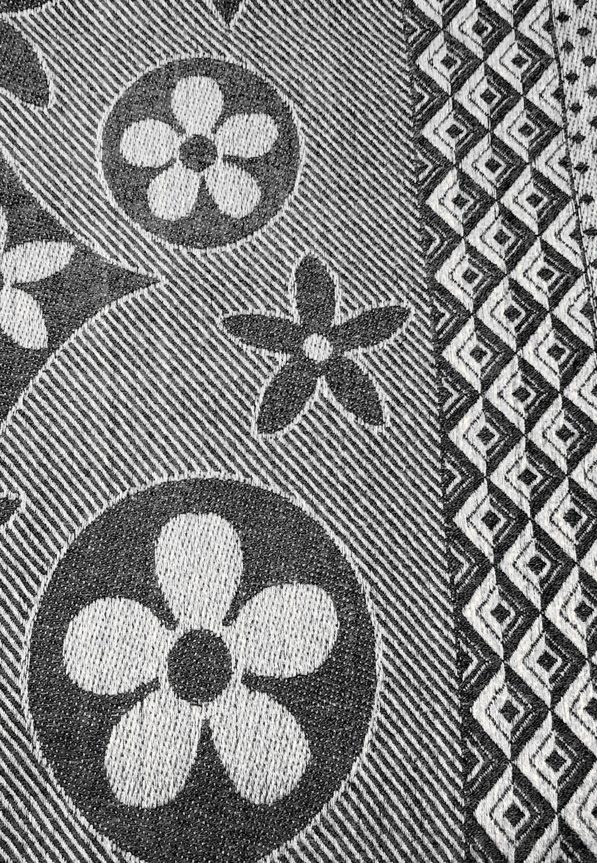 Weicher Wollschal Vintage Muster Halstuch In Dunkelgrau - Image 4