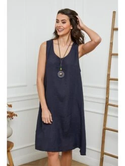 Leinen-Kleid "Hemar" In Dunkelblau