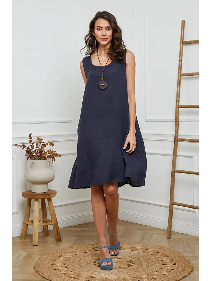 Leinen-Kleid "Hemar" In Dunkelblau - Image 5