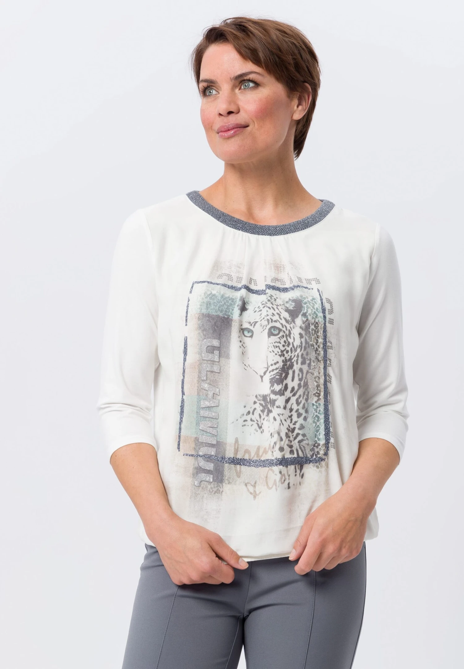 Blusenshirt FRESH MINTS In Ecru-Anthra - Image 2