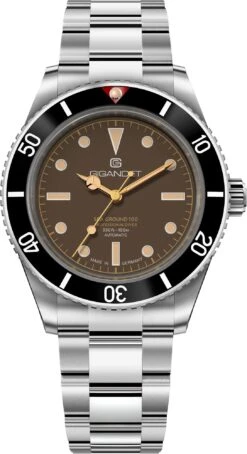 Automatikuhr "SEA GROUND 100" In Silber/Braun