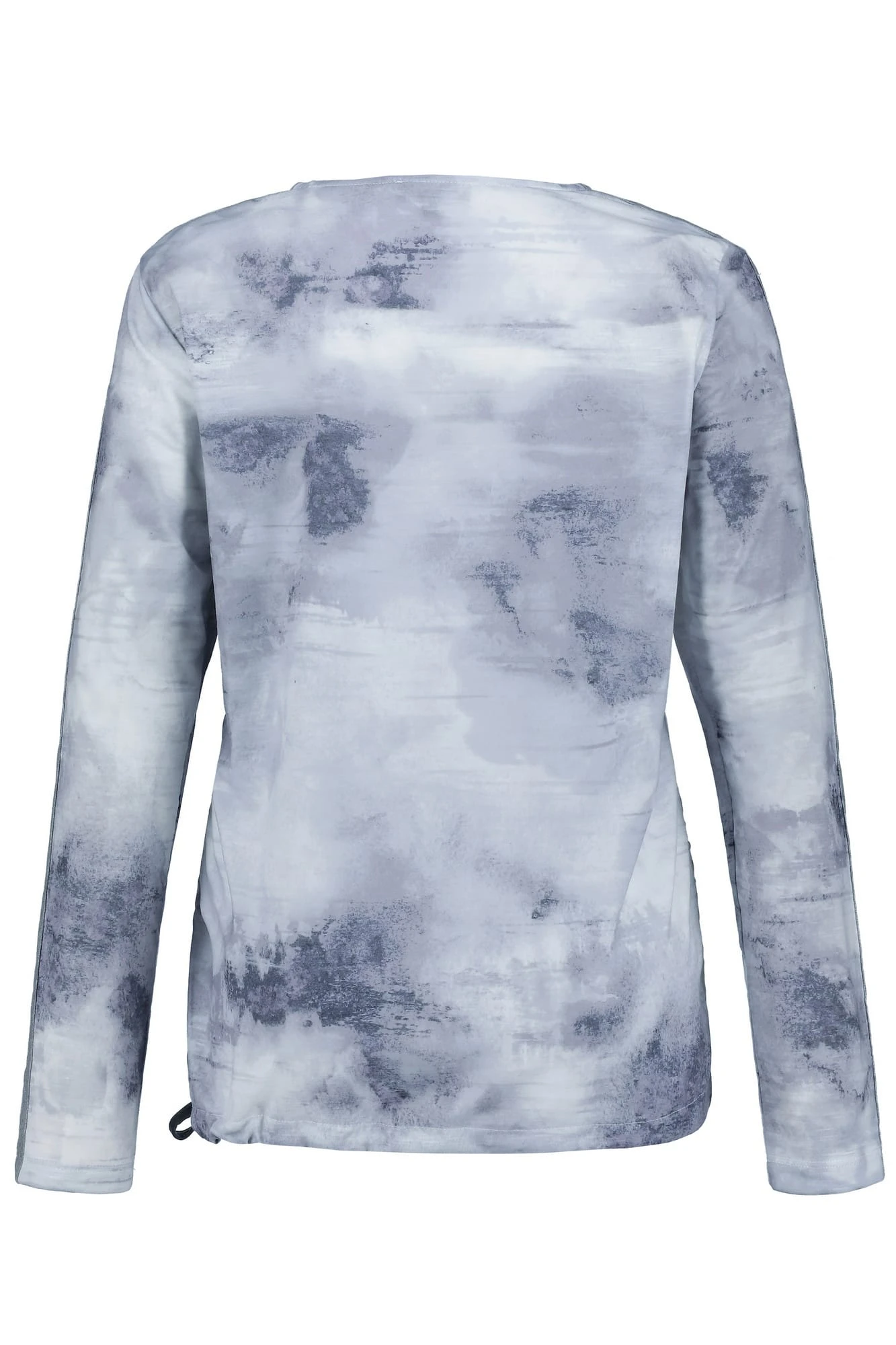 T-Shirt Rundhals Langarm Print Vorne In Blau - Image 4
