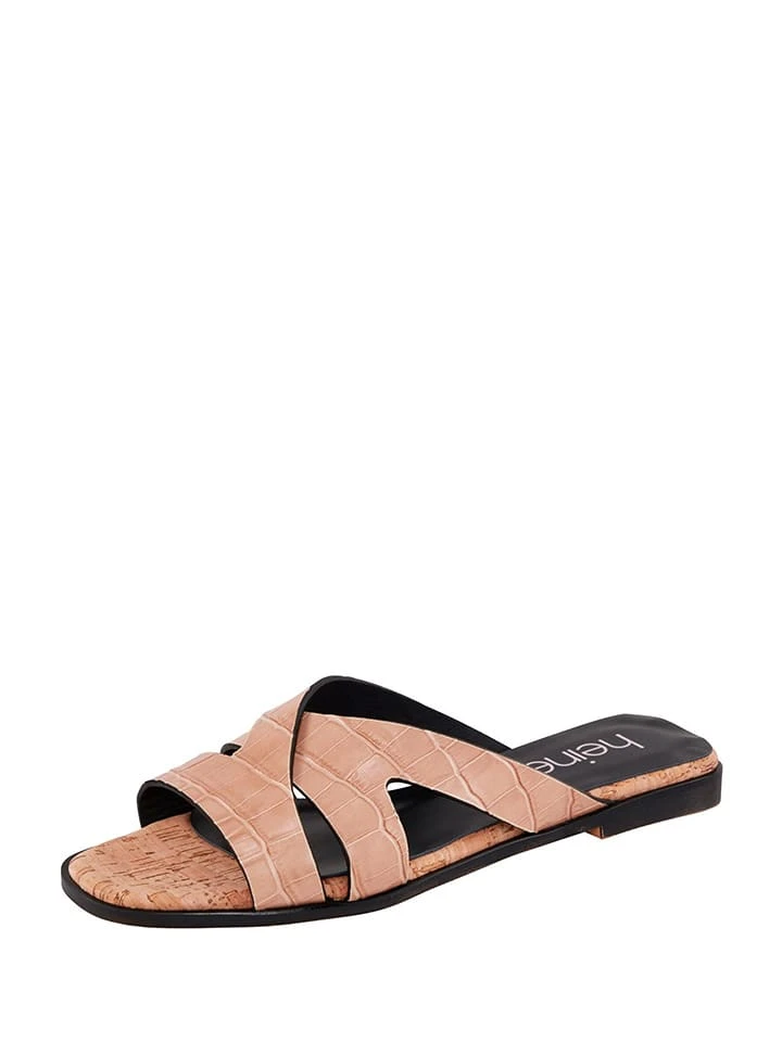 Heine Leder-Pantoletten In Beige