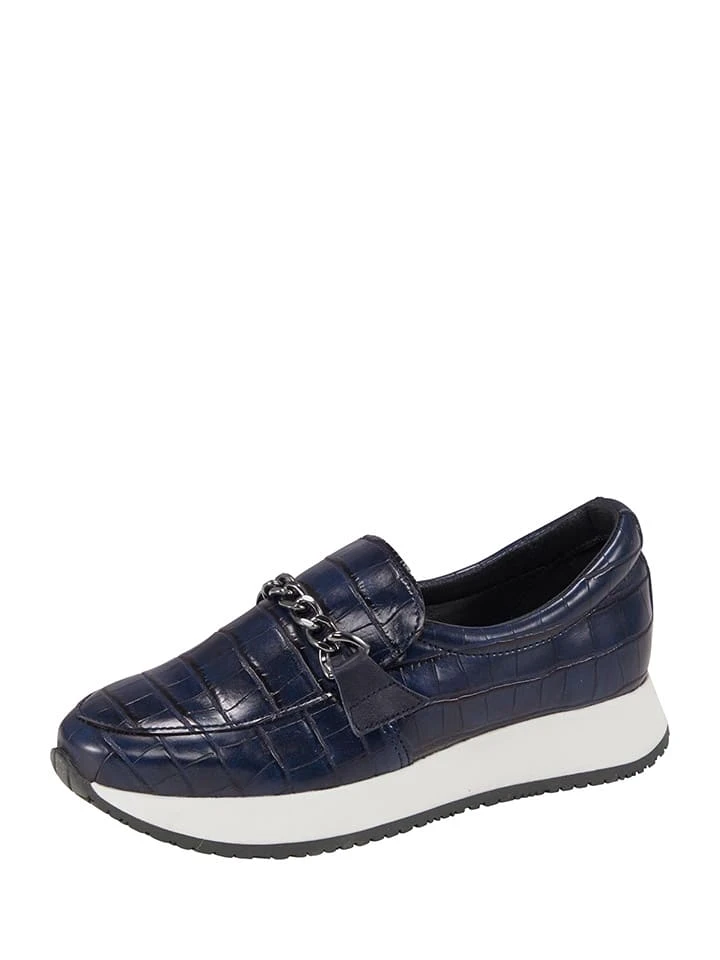 Heine Leder-Slipper In Dunkelblau