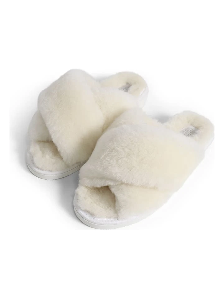Lammfell-Pantoletten "Ella" In Weiß