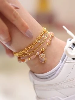 Vergold. Fußkettchen Mit Edelsteinen