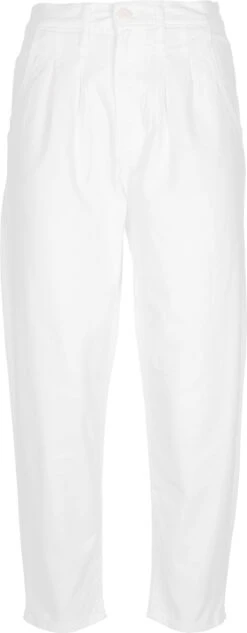 Jeans Pleated Balloon W In White Fine Twill