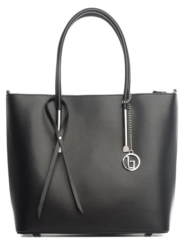 Leder-Henkeltasche In Schwarz - (B)32 X (H)30 X (T)12 Cm