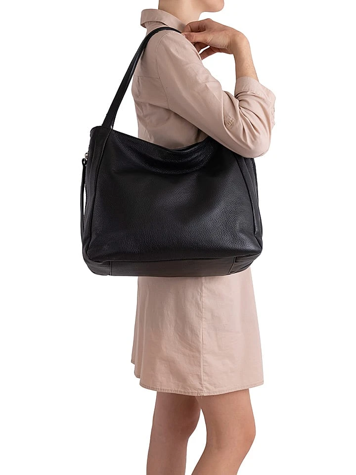 Leder-Schultertasche In Schwarz - (B)34 X (H)29 X (T)15 Cm - Image 4