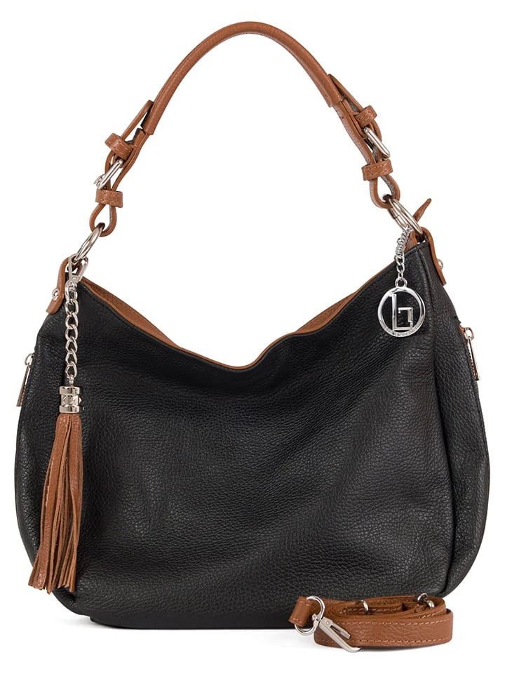 Leder-Schultertasche In Schwarz - (B)36 X (H)26 X (T)10 Cm