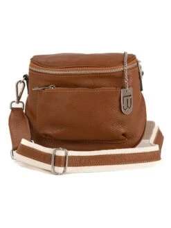 Leder-Umhängetasche In Camel - (B)24 X (H)19 X (T)7 Cm
