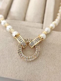 Perlen-Halskette Mit Edelsteinen - (L)42 Cm