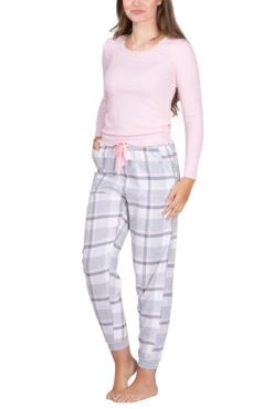 Schlafanzug Mit Flanellhose Und Bündchen In Rosa