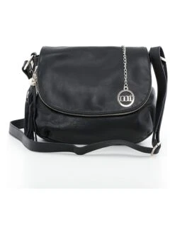 Leder-Umhängetasche "Bausan" In Schwarz - (B)27 X (H)20 X (T)5 Cm