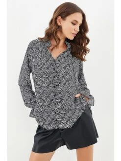 Bluse In Schwarz/ Weiß/ Bunt