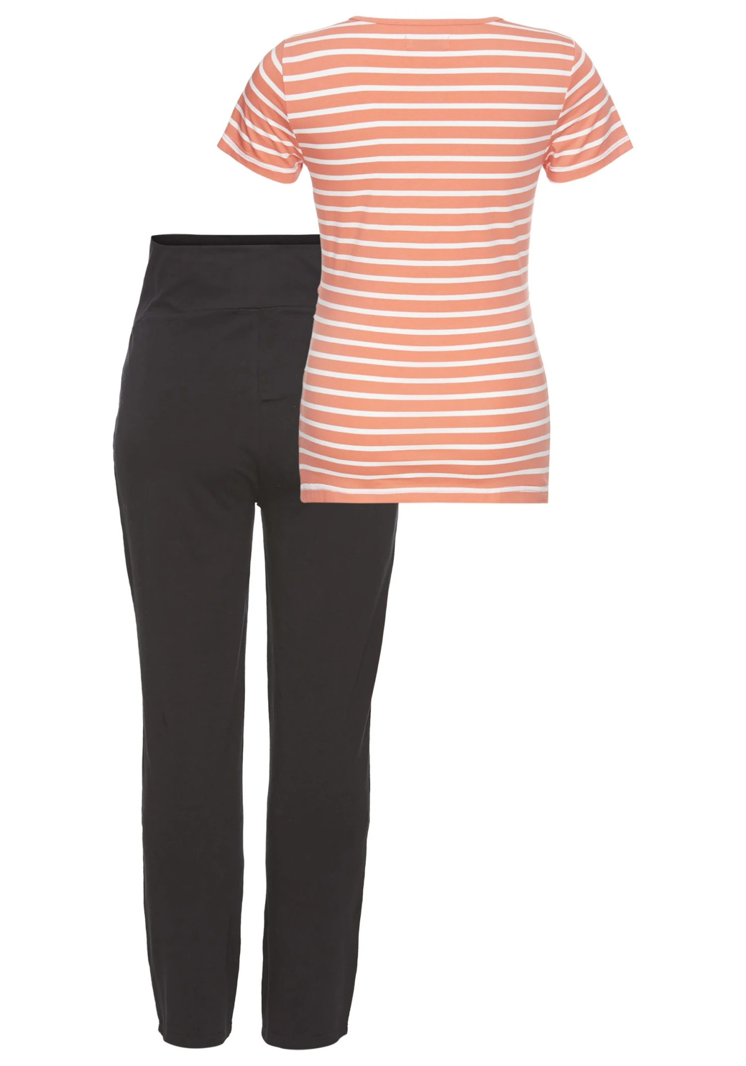 Umstandsshirt In Aprikot Geringelt + Schwarz - Image 3
