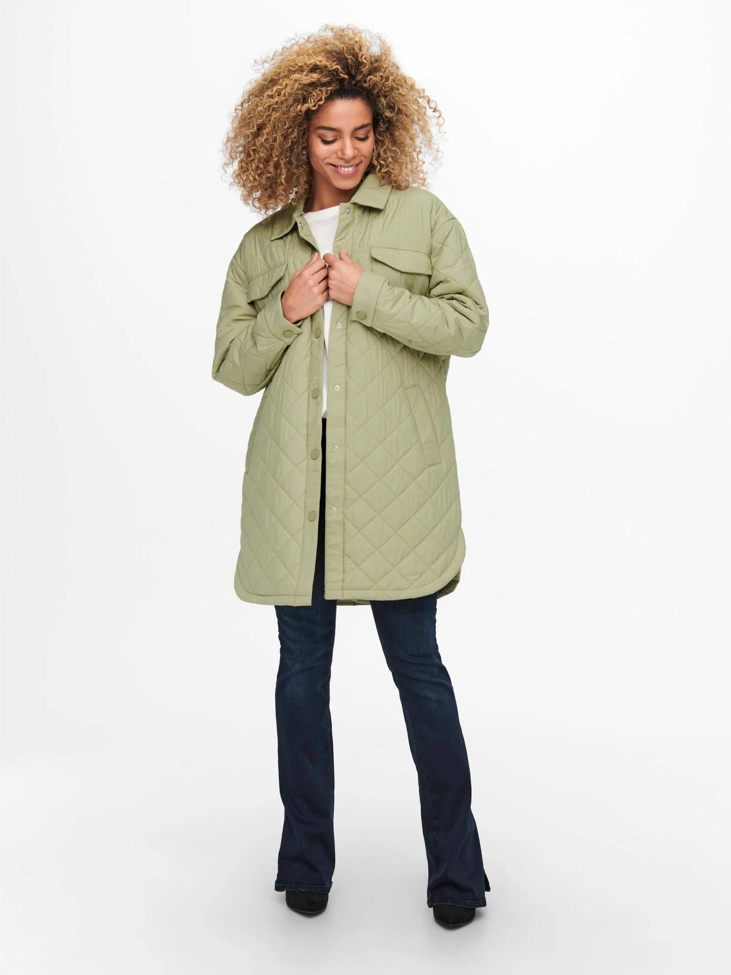 ONLY Mittellanger Mantel Slate Green - Image 5