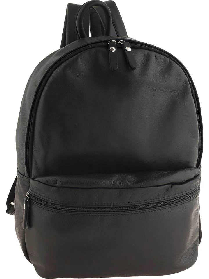 Leder-Rucksack "Rovigo" In Schwarz - (B)30 X (H)40 X (T)14 Cm