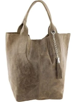 Leder-Shopper "Laura" In Taupe - (B)38 X (H)41 X (T)20 Cm