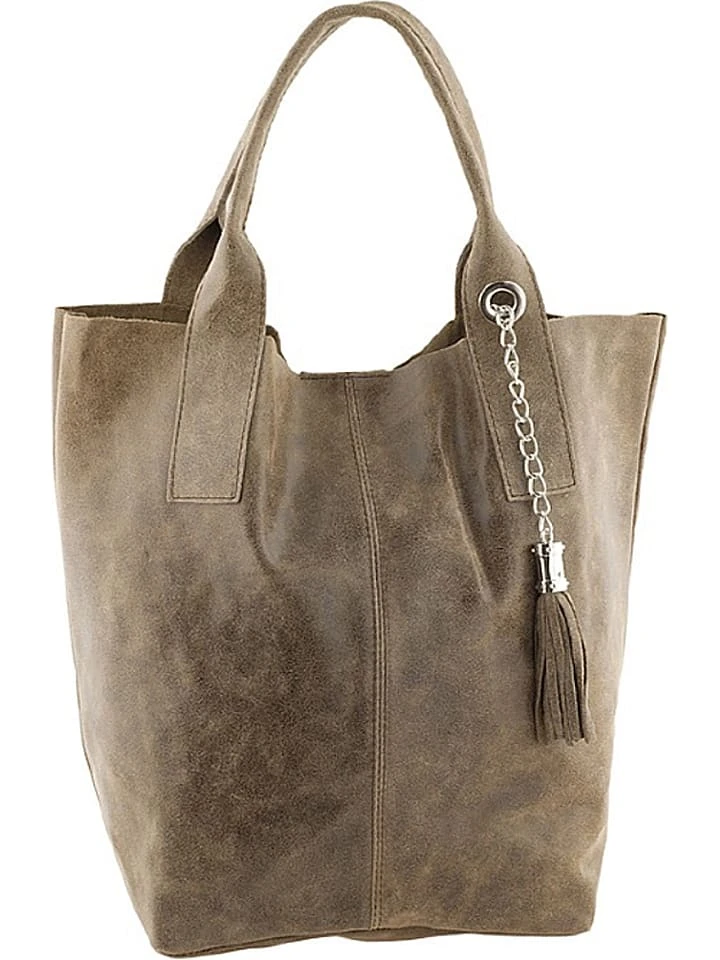Leder-Shopper "Laura" In Taupe - (B)38 X (H)41 X (T)20 Cm