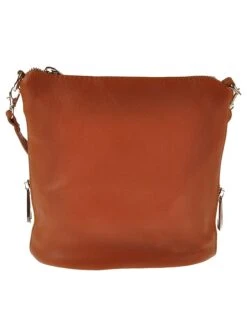 Leder-Umhängetasche "Ambly" In Cognac - (B)20 X (H)19 X (T)10 Cm