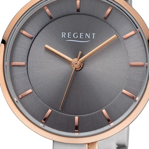 Analog-Armbanduhr Regent Metallarmband Silber, Rosegold Klein (ca. 28mm) - Image 2