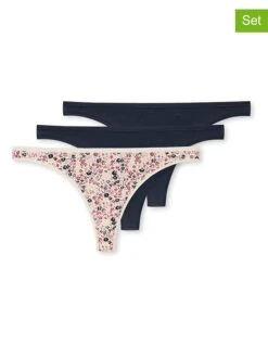 Schiesser 3er-Set: Strings In Schwarz/ Rosa