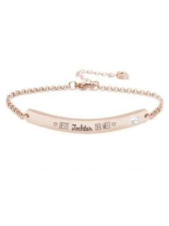 Gravur-Armband "Beste Tochter Der Welt" Mit Einem Kristall Stein In Roségold