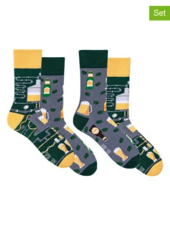2er-Set: Socken "Beer" In Gelb/ Grün